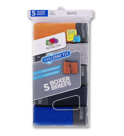 Fruit of the Loom Boys CoolZone Assorted Boxer Briefs 5-Pack, XL, Assorted