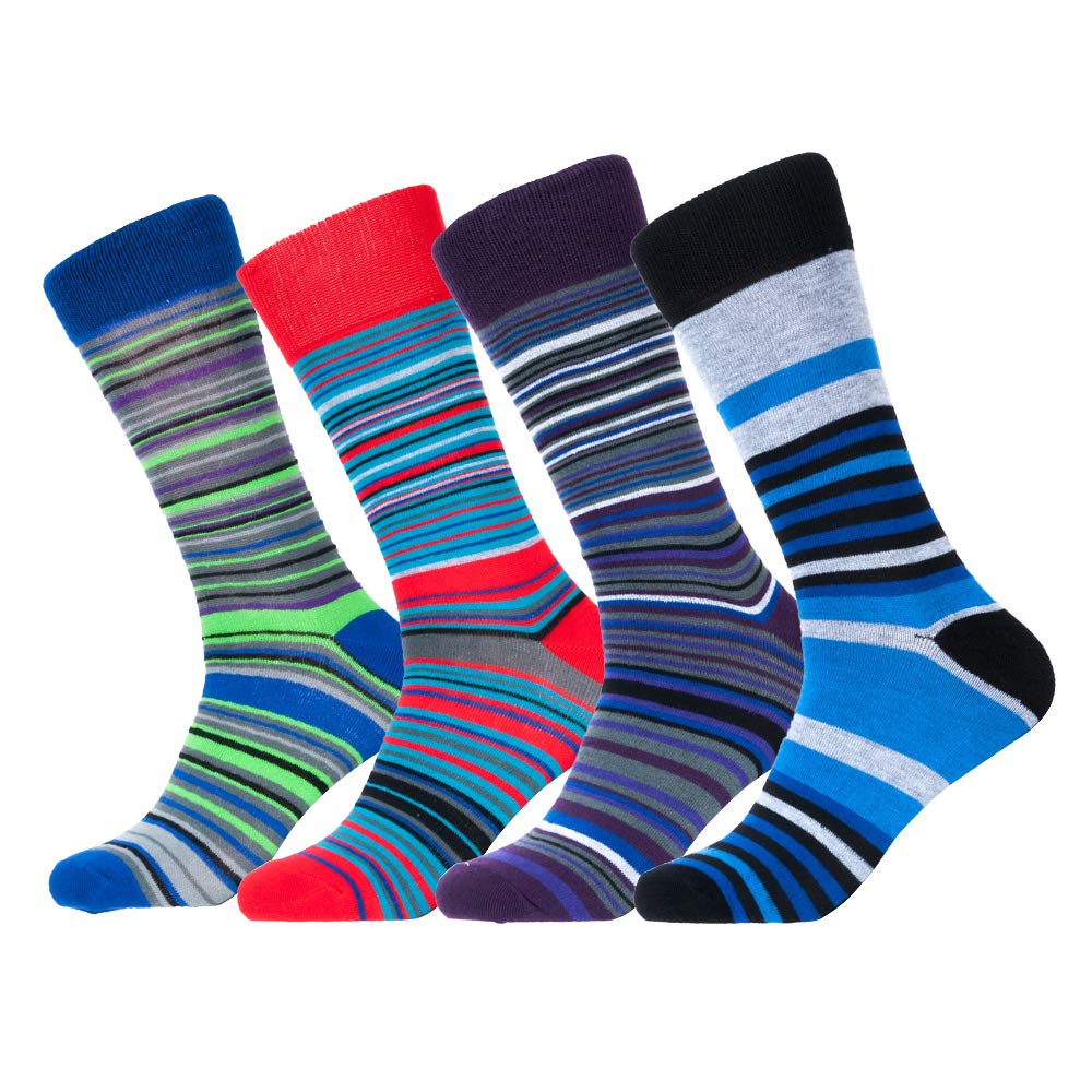 Melvado Mens Crew Socks Cotton Rich Everyday Dress Socks Set (Black 4-Pack)
