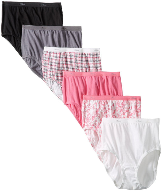 Hanes Women's 6Pack Assorted Cotton Briefs Ladies Panties Underwear 7