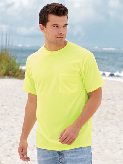 Fruit of the Loom Mens 5 oz. Heavy Cotton HD Pocket T-Shirt (3931P) -Khaki -M