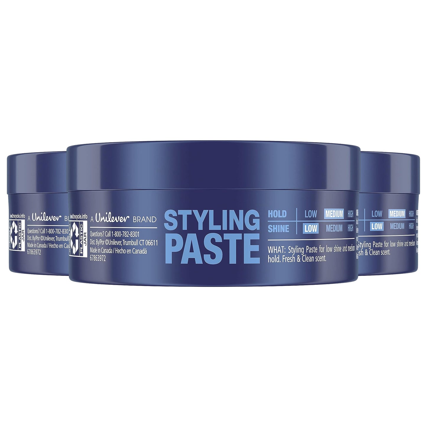 Suave Men Hair Styling Paste, Medium Hold, Non-Gloss Matte Texture, Fresh and Clean Scent, 1.75 Ounce (Pack of 3