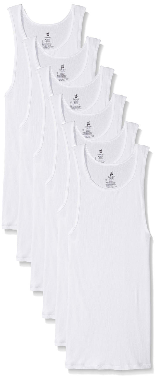 Hanes Men's FreshIQ ComfortSoft Tanks (Pack of 6) (Large Tall, White)