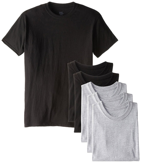 Hanes Men's 6 Pack Crew Neck T-Shirt X-Large, Grey Black Assort