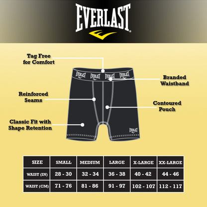 Everlast Mens Boxer Briefs Breathable Underwear for Men - 6 Pack Active Performance Mens Underwear (XL, Grey/Blue/Red)
