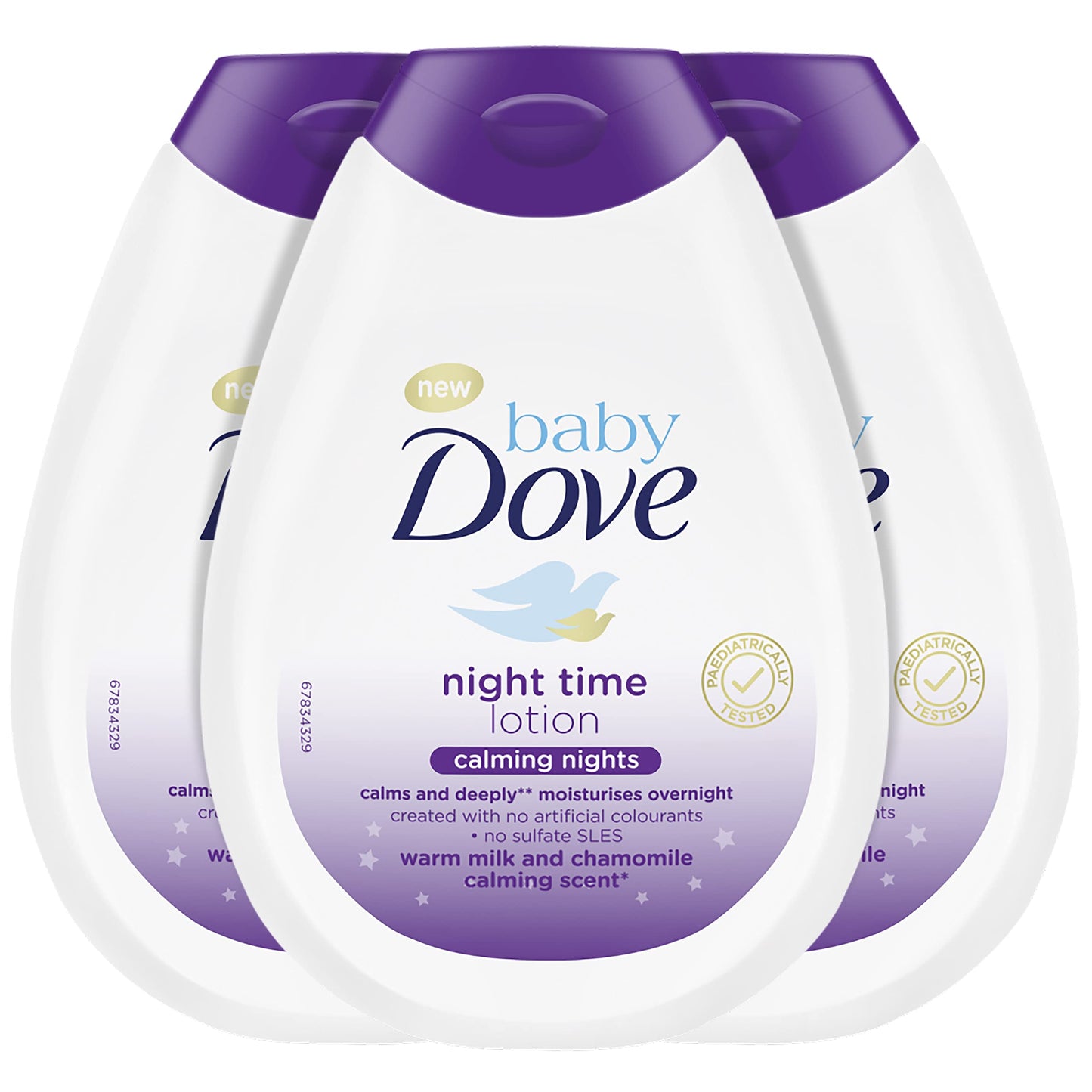 Baby Dove Night Time Lotion Calming Nights, Warm Milk and Chamomile Scent, 13 Ounce (Pack of 3)