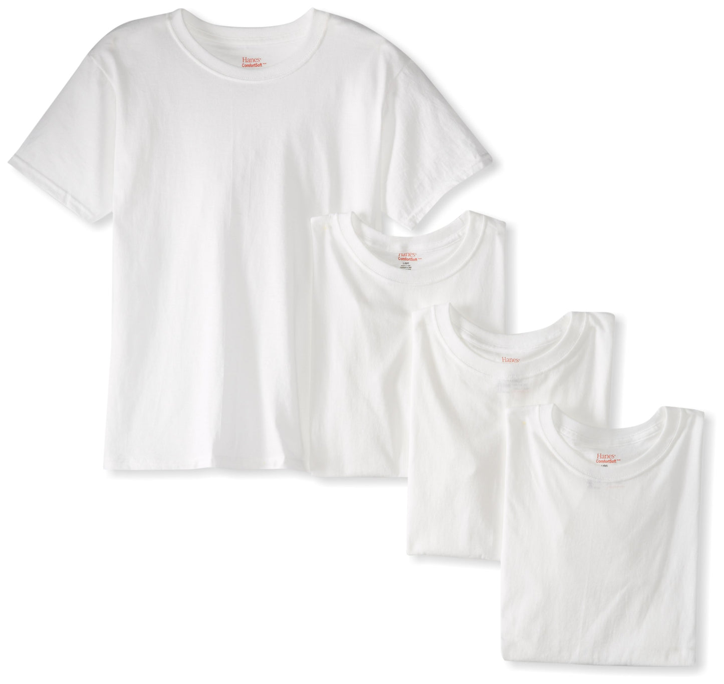 Hanes Big Boys' Platinum Undershirt (Pack of 4), White, Large