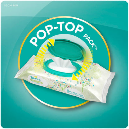 Pampers Natural Clean Unscented Water Baby Wipes 7X Pop-Top Packs, 448 Count