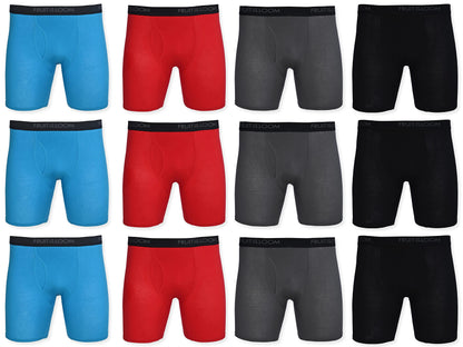 Fruit of the Loom Men's Breathable Boxer Briefs 12-Pack Performance Stretch Micro-Mesh Tri-Cool Support Pouch
