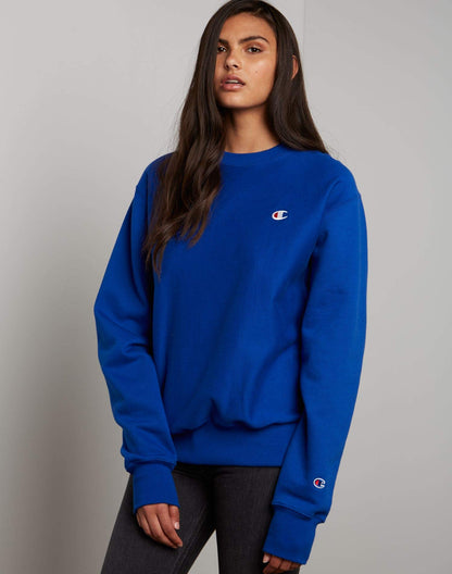 Champion Life Men's Reverse Weave Chest Embroidered Script Crew Neck Fleece (Small, Black)