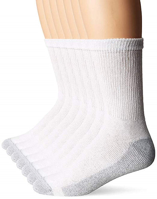 Hanes Men's Cushion Crew Socks (6-Pairs: Shoe Size 6 -12/Sock Size 10-13, White)
