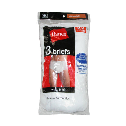 Hanes Men's White Briefs 3 Pack, L-White