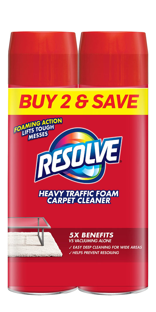 Resolve Dual Pack High Traffic Carpet Foam, 44 oz (2 Cans x 22 oz), Cleans Freshens Softens & Removes Stains