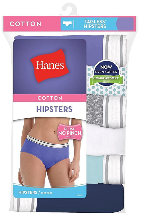 Hanes Women's Core Sporty Hipster Panty (Pack of 6, Color May Vary) (Size 8, No Pinch Waistband)