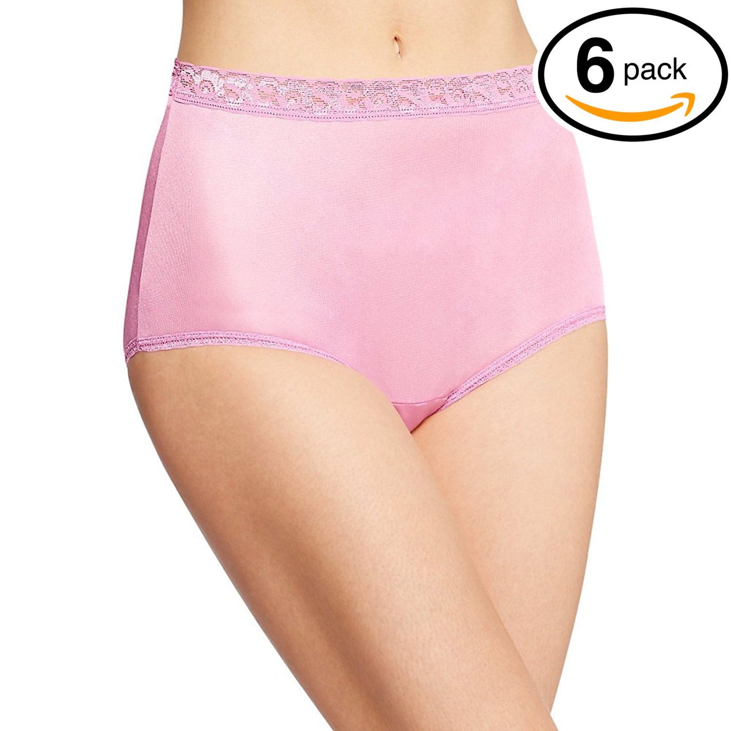 Fruit of the Loom Women's 6 Pack Brief Panties (100% Nylon: Sheer & Shiny, Medium (6))