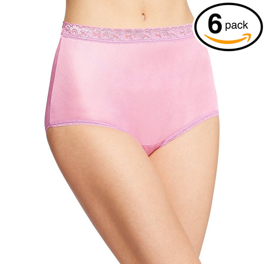 Fruit of the Loom Women's 6 Pack Brief Panties (100% Nylon: Sheer & Shiny, Medium (6))