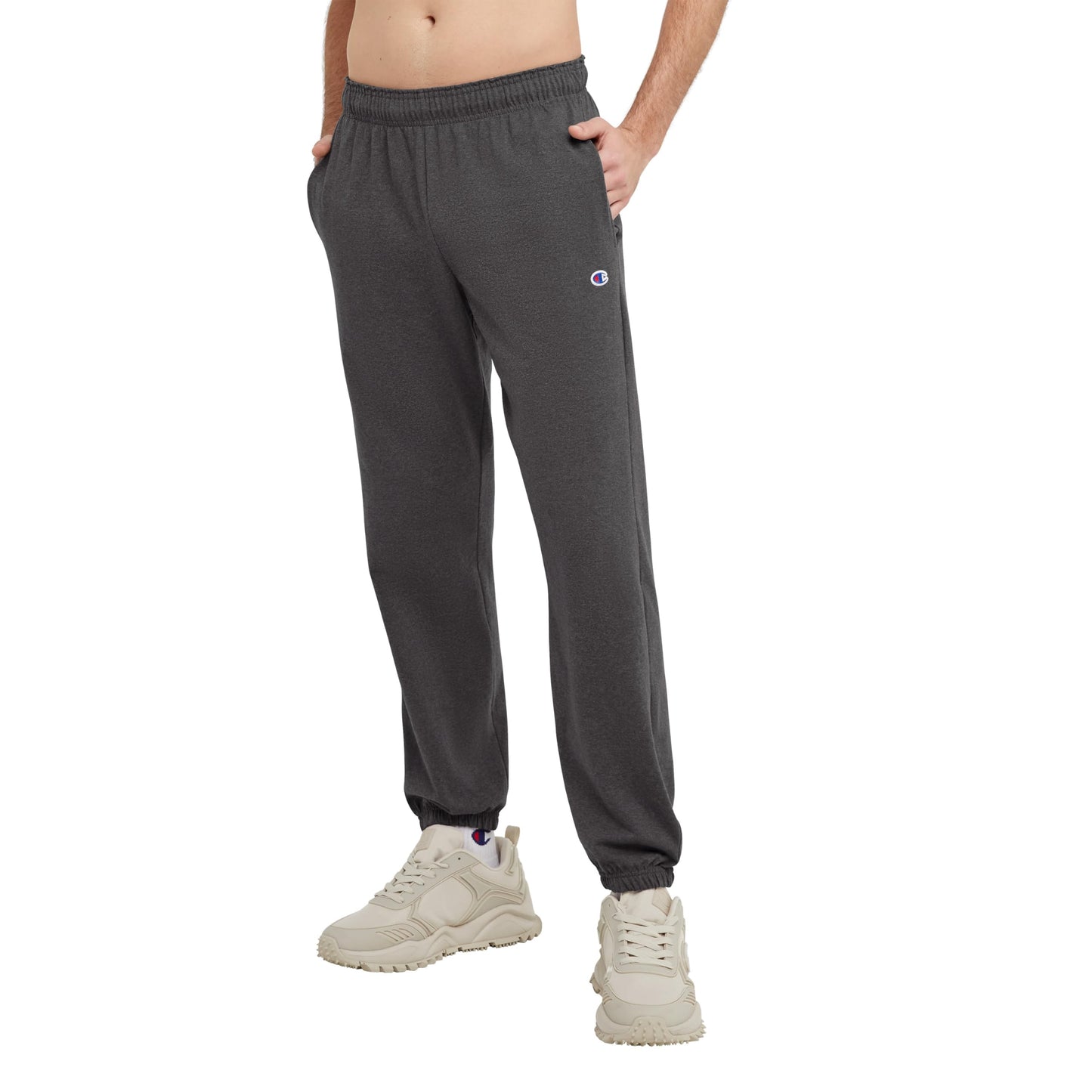 Champion, Lightweight Lounge, Jersey Knit Casual Pants for Men (Reg. or Big, Navy C Patch Logo, XX-Large Tall