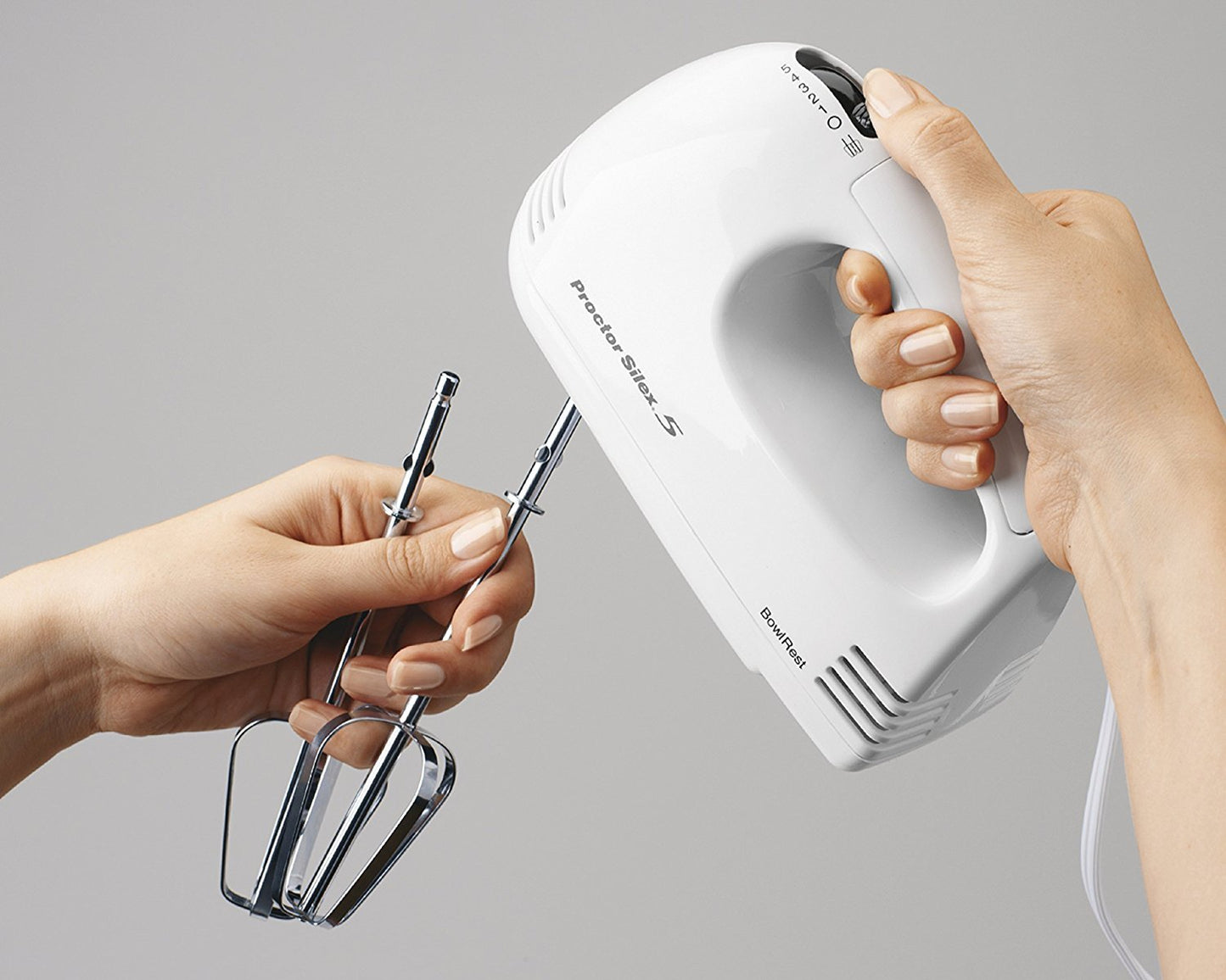 Proctor Silex 62509PS 5-Speed Hand Mixer, White