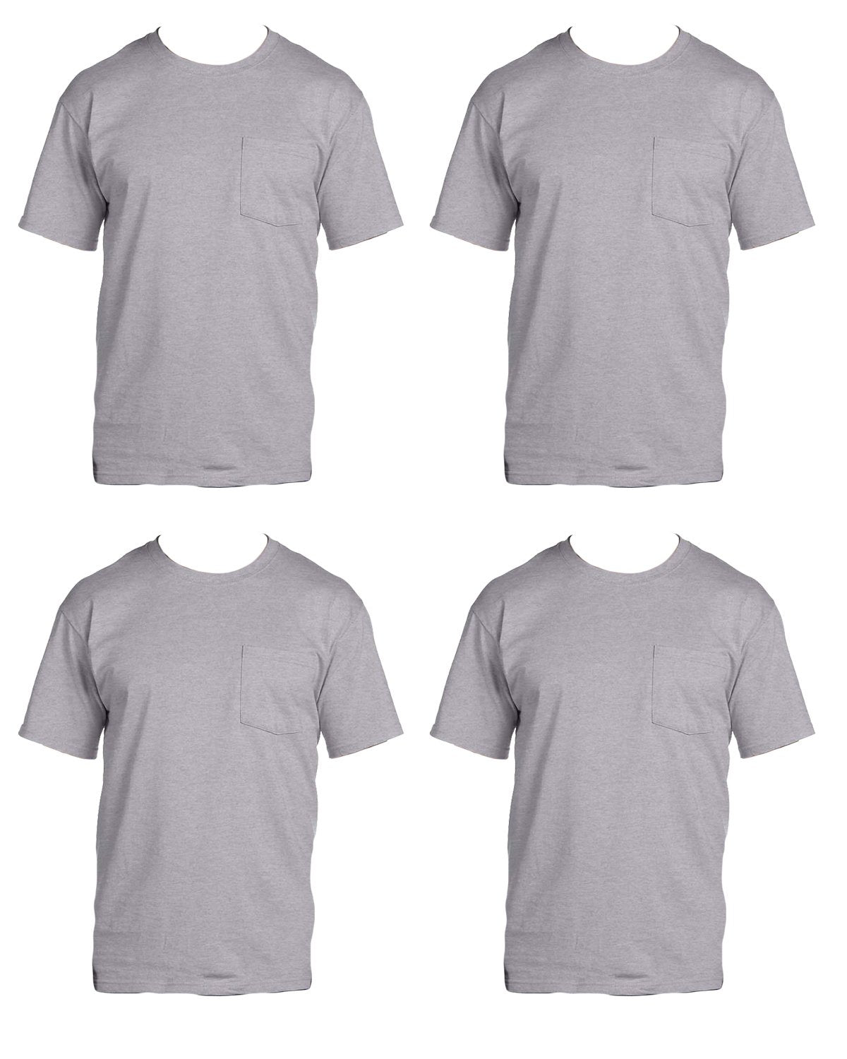 Fruit of the Loom Men's 4-Pack of Pocket T-Shirts, Ash, S (Pack of 4)