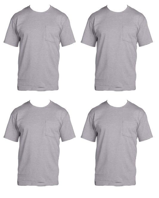 Fruit of the Loom Men's 4-Pack of Pocket T-Shirts, Ash, S (Pack of 4)
