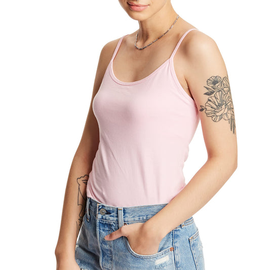 Hanes Women's Stretch Cotton Cami - Built-In Shelf Bra, Paleo Pink, XL