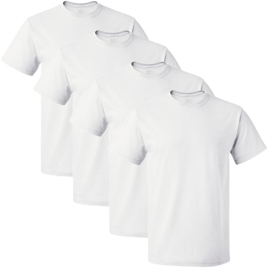 Fruit of the Loom Men's Lightweight Cotton Tees (Short & Long Sleeve), Crew-4 Pack-White, X-Large