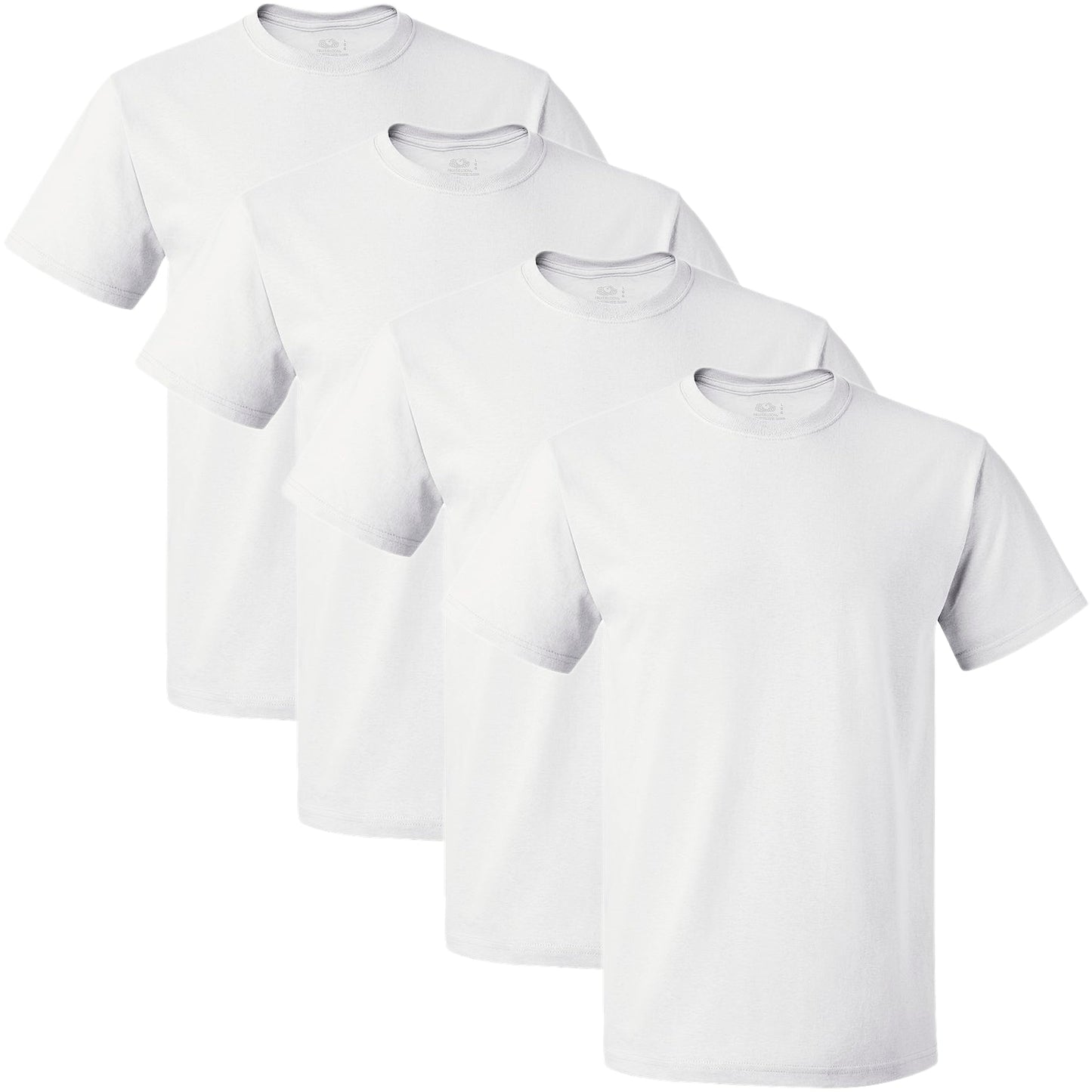 Fruit of the Loom Men's Lightweight Cotton Tees (Short & Long Sleeve), Crew-4 Pack-White, X-Large