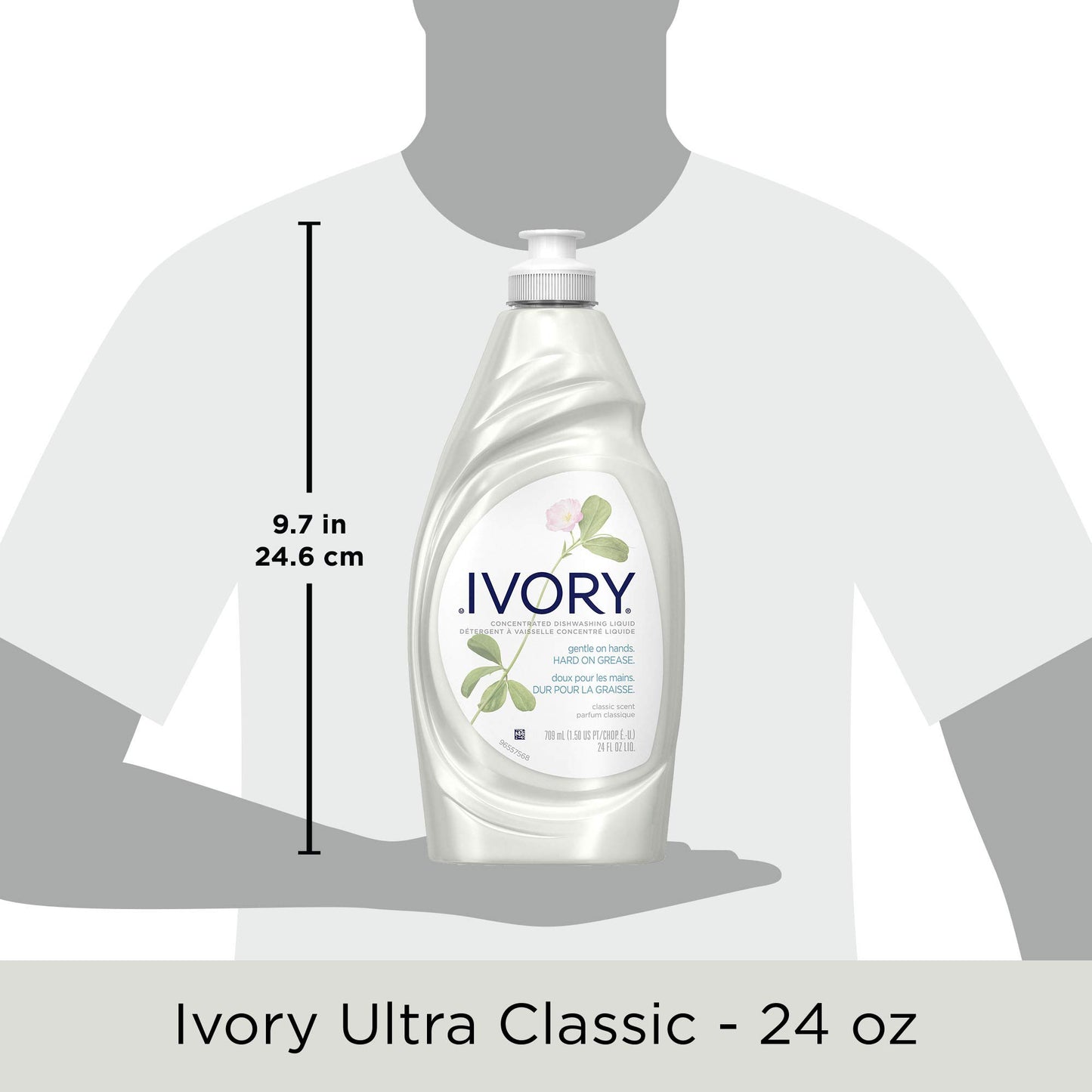 Ivory Dish Soap Classic Scent, Tough on Grease, Made Without Dyes, 24 fl oz (Pack of 2)
