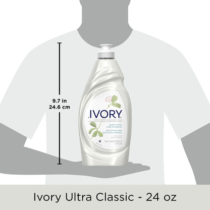 Ivory Dish Soap Classic Scent, Tough on Grease, Made Without Dyes, 24 fl oz (Pack of 2)