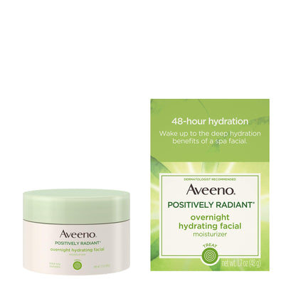 Aveeno Positively Radiant Overnight Facial Moistzr 1.7 Ounce (50ml) (2 Pack)
