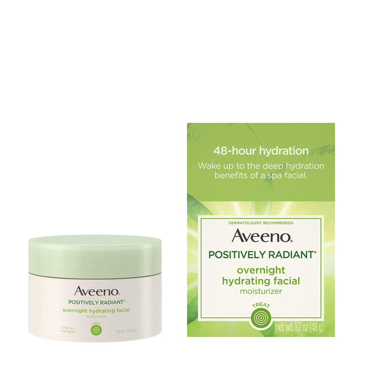 Aveeno Positively Radiant Overnight Facial Moistzr 1.7 Ounce (50ml) (2 Pack)