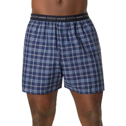 Hanes Men's Plaid Fashion Waistband Boxer 3-Pack (S US (Waist 28-30), Assorted Plaid Exposed)