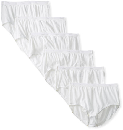 Hanes Women's 6 Pack Core Cotton Brief Panty (White, 9 (Hips 43"-45"))