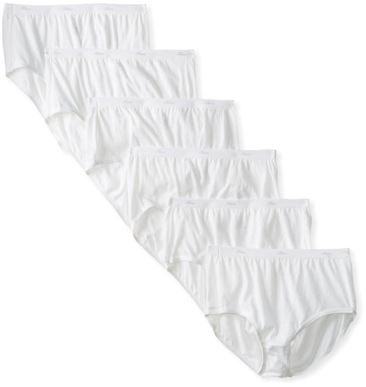Hanes Women's 6 Pack Core Cotton Brief Panty (White, 12)