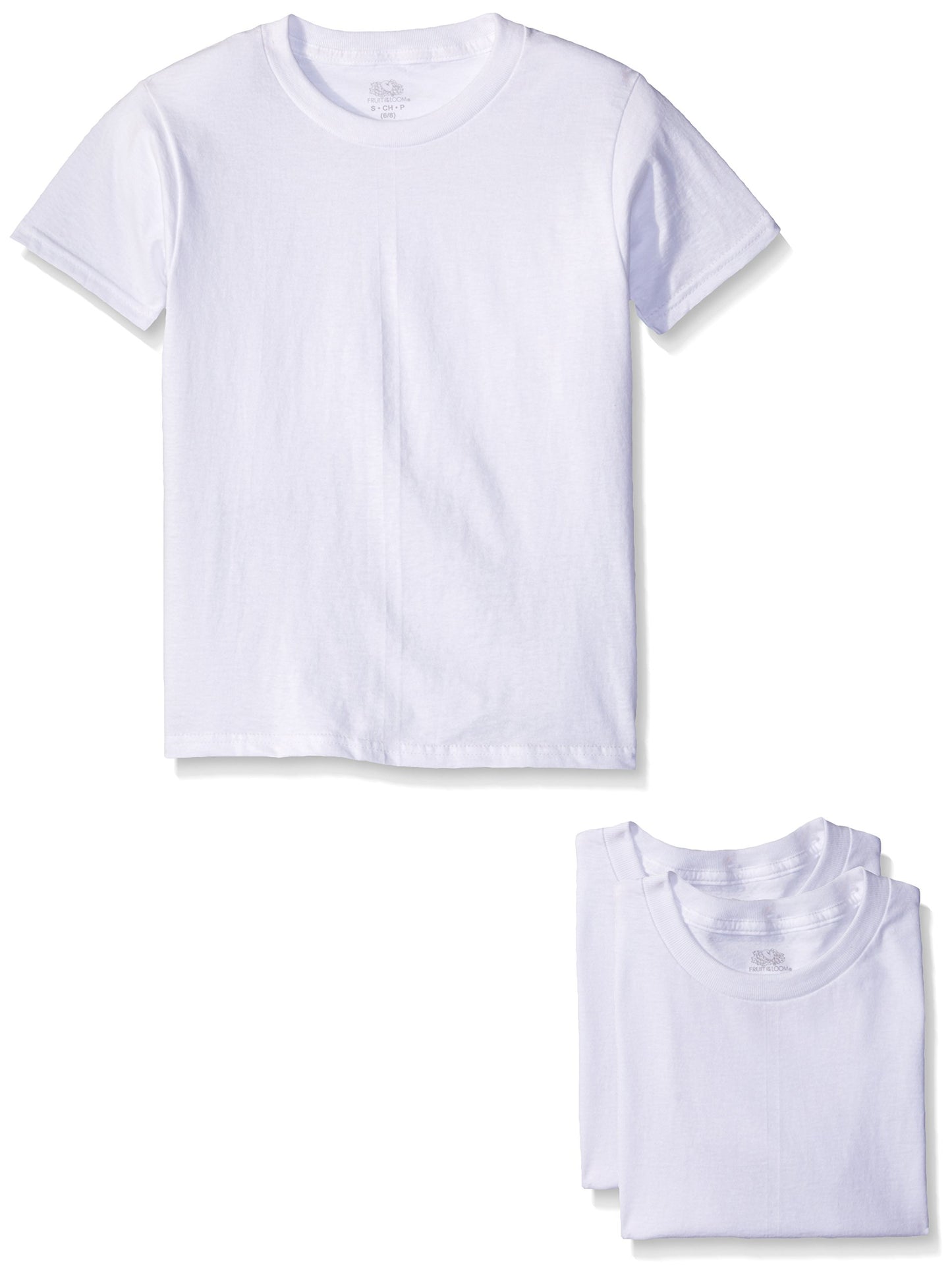 Fruit of the Loom boys Big Boys' and Toddler Boys' Crew Tee (Pack 3) fashion t shirts, White, 10 12 US