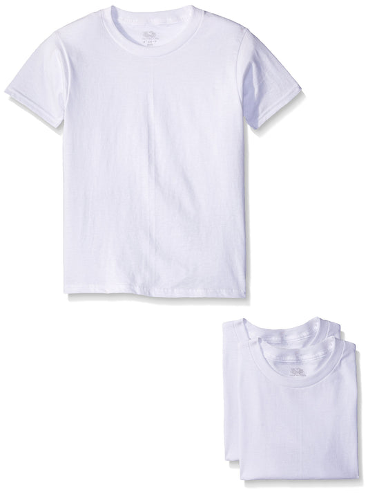 Fruit of the Loom boys Big Boys' and Toddler Boys' Crew Tee (Pack 3) fashion t shirts, White, 10 12 US
