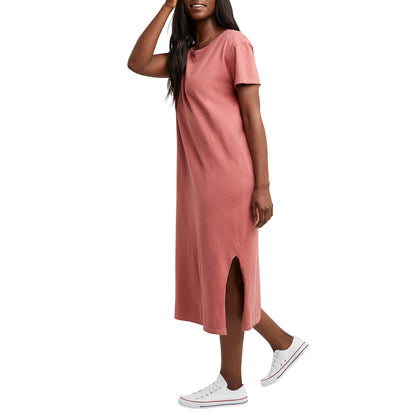 Hanes Comfortblend Women's Originals Garment Dyed Midi, 100% Cotton Vintage Wash Ankle-Length Dress, Nantucket Red, Small