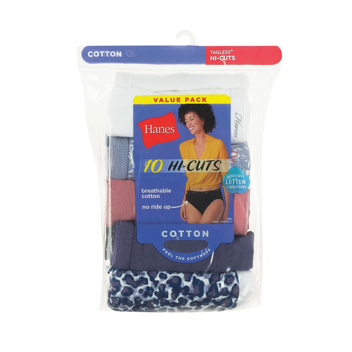 Hanes womens Cotton briefs underwear, 10 Pack - Hi Cut Assorted 1, 9 US