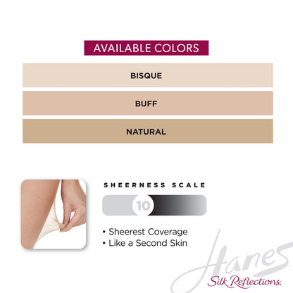 Hanes Silk Reflections Control Top Toeless Ultra Sheer Pantyhose with Run-Resist, Bisque, Size IJ (Pack of 1)