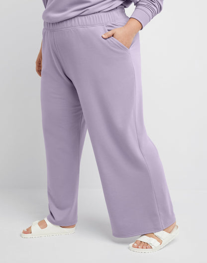 Hanes Comfortblend Women's Standard Originals Fleece Palazzo Pants, Soft Brushed Flare Leg Sweatpants, 28.5", Plus Sizes, Wheat Heather