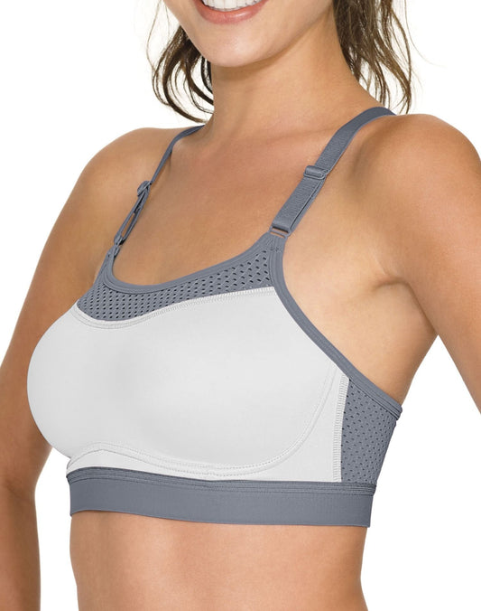 Champion Women's The Show Off Sports Bra, White/Medium Grey