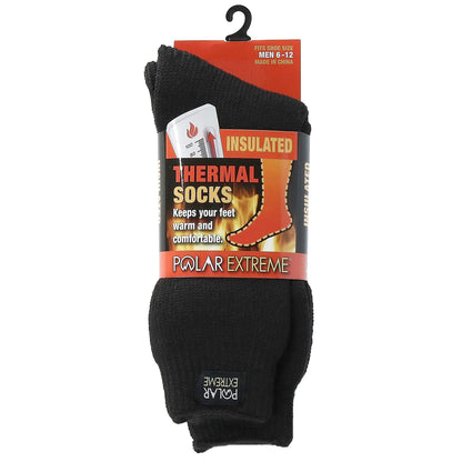 Polar Extreme Men's Insulated Thermal Socks with Fleece Lining, Black