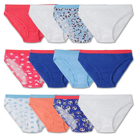 Fruit of the Loom Girls 12-Pack Assorted Bikinis 12GBIKV (6 / Waist 22)