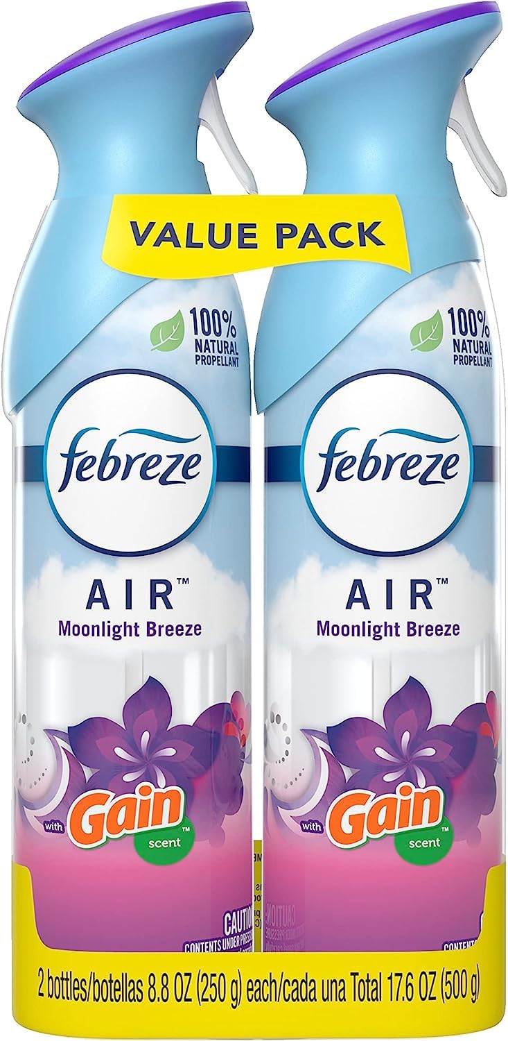 Febreze Odor-Fighting Air Freshener, with Gain Scent, Moonlight Breeze, Pack of 2, 8.8 fl oz each