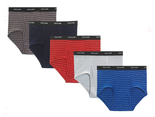 Fruit of the Loom Men's Stripe Solid Fashion Brief(Pack of 6) (Medium, Assorted Stripes (Colors May Vary))