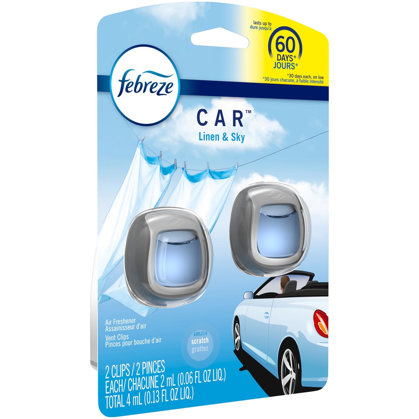 Febreze Car Air Fresheners, New Car Scent, Odor Eliminator for Strong Odors Car Vent Clips (2 Count)