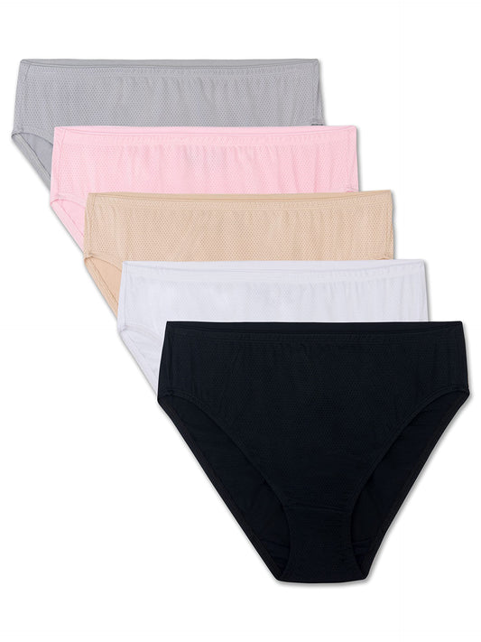 womens Premium Underwear (Ultra Soft & Breathable), Breathable - Hi Cut - Basic Assorted, 6