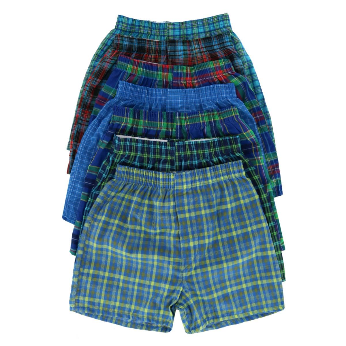 Fruit of the Loom Boy's Tartan Plaid Boxers Assorted (7 Pack), Small, Assorted