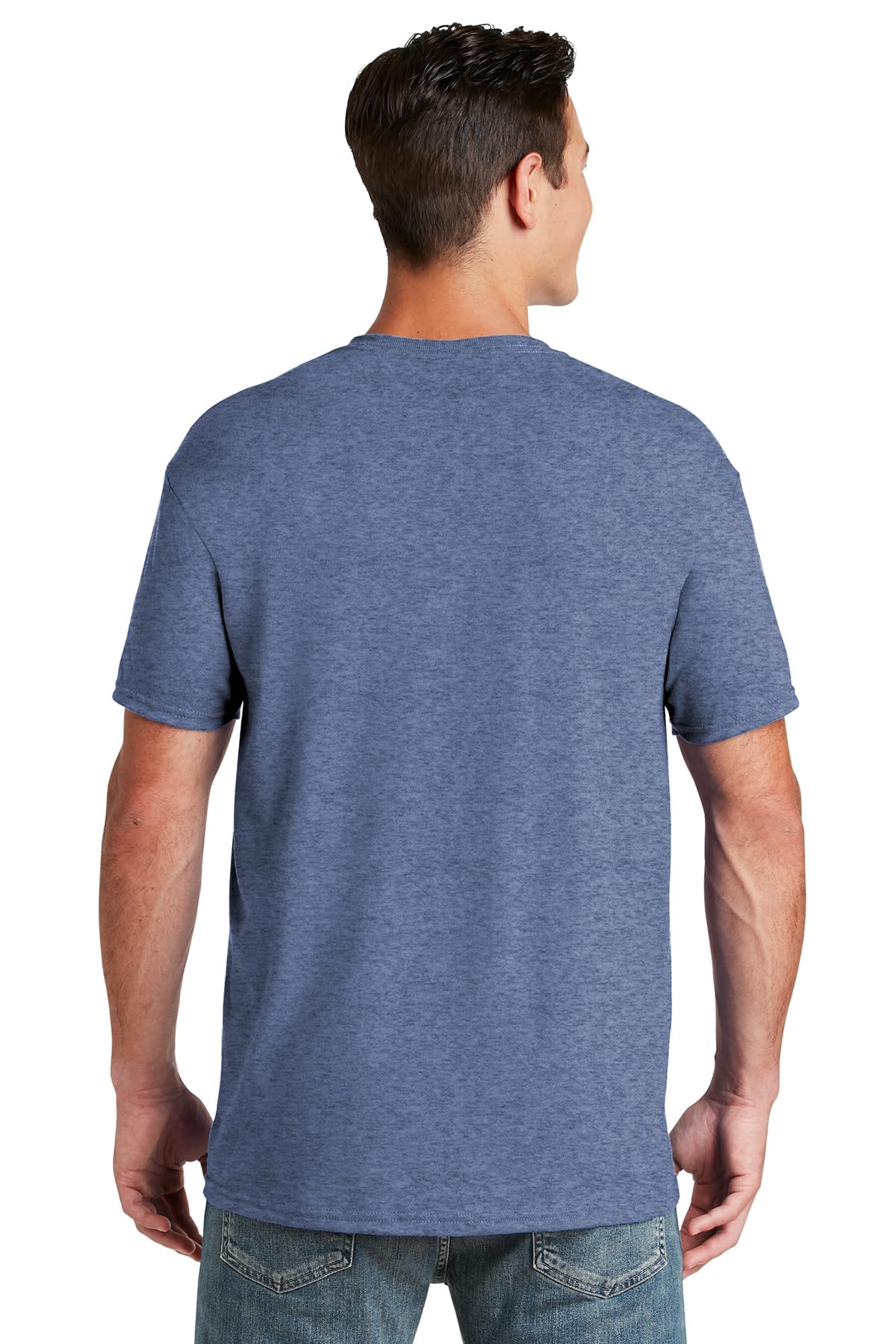 Jerzees Men's Black Heather Adult Short Sleeve Tee 3 Pack, Vintage Blue, Medium