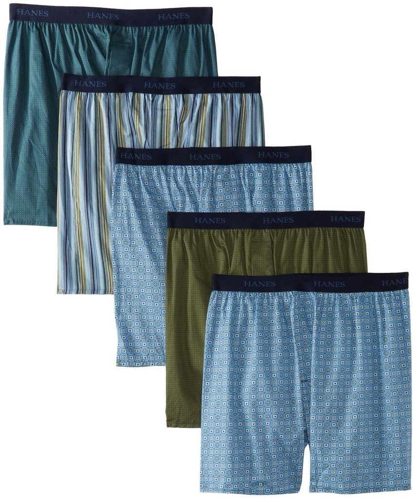 Hanes Men's 5Pack Assorted Exposed-Waistband Boxer Shorts Boxers Underwear S