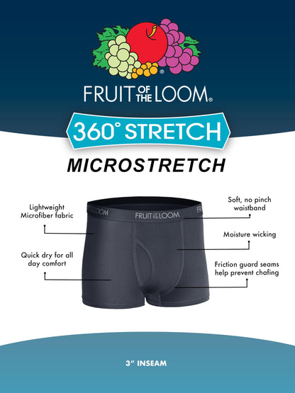 Fruit of the Loom Men's 360 Stretch Boxer Briefs (Quick Dry & Moisture Wicking), Trunk-5 Pack-Blue/Green/Black